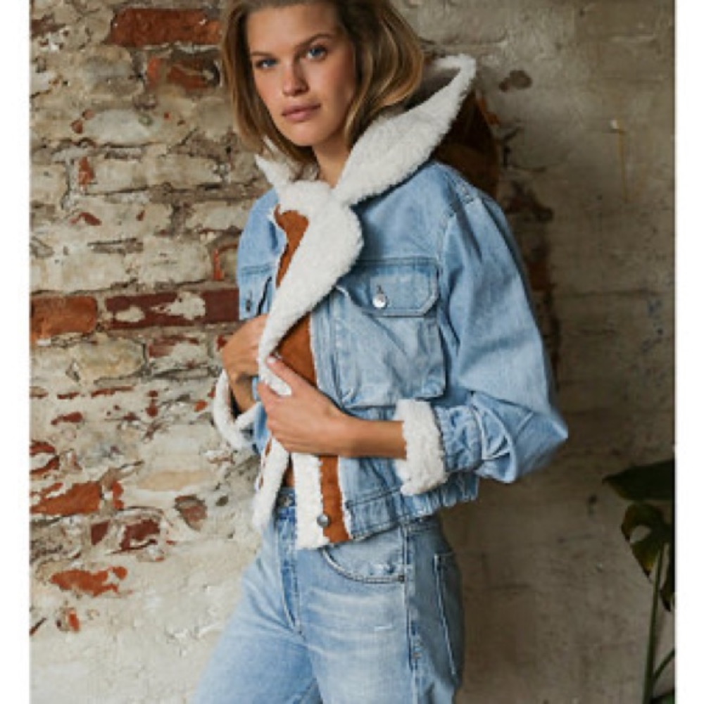NWOT Free People Perry hooded denim jacket